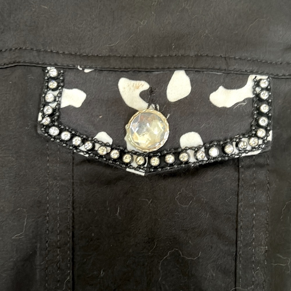 Black Western rhinestone woman’s jacket. Size L - Picture 6 of 12